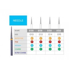 3D Dental Needle Diamond, Bur, Super Fine, 858-015SF 10/Pk